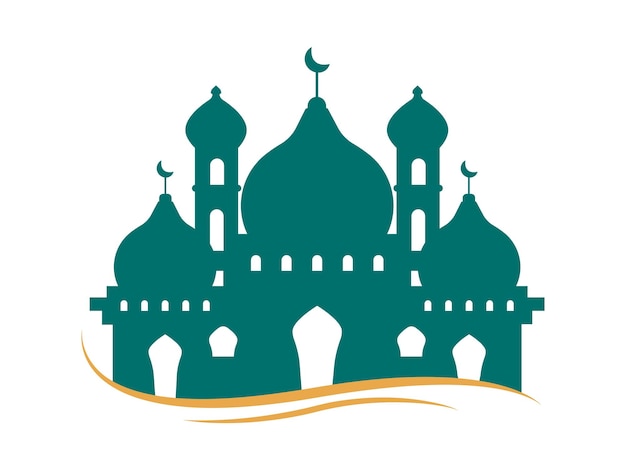 Green Mosque Silhouette Elements Illustration