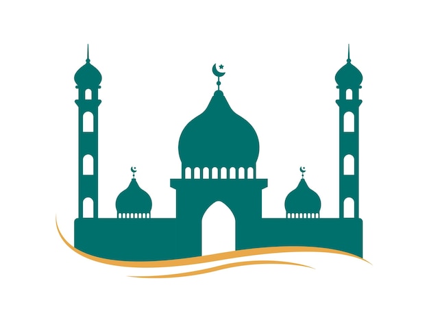 Green Mosque Silhouette Elements Illustration