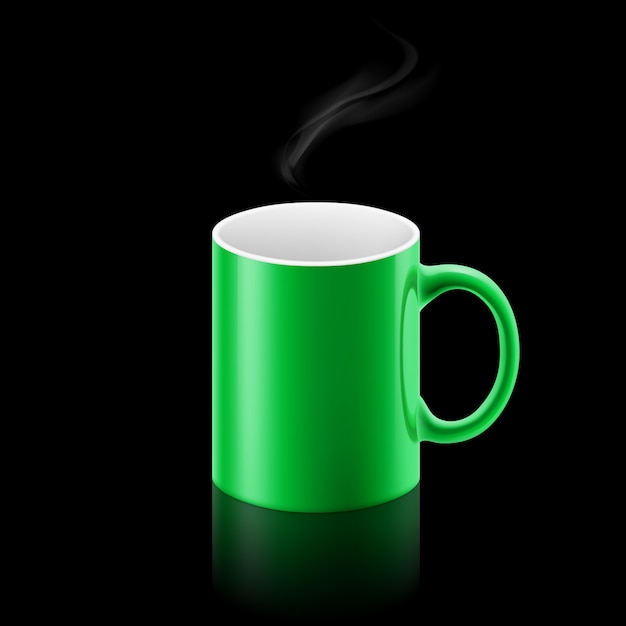 Green mug on black background