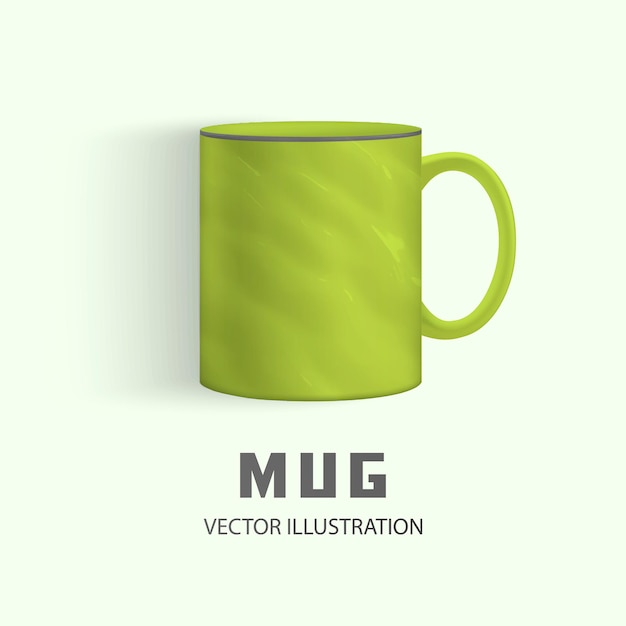 a green mug with a green handle and the word  lg  on it