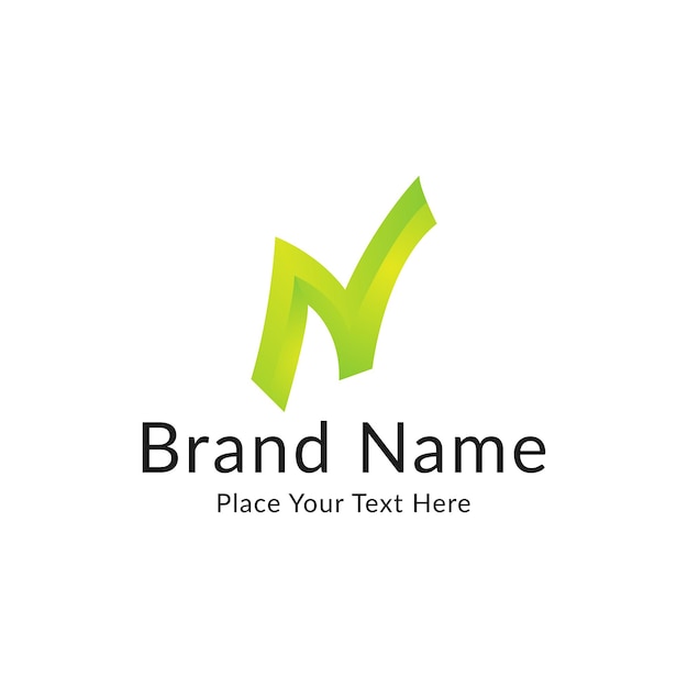 Green n letter logo template