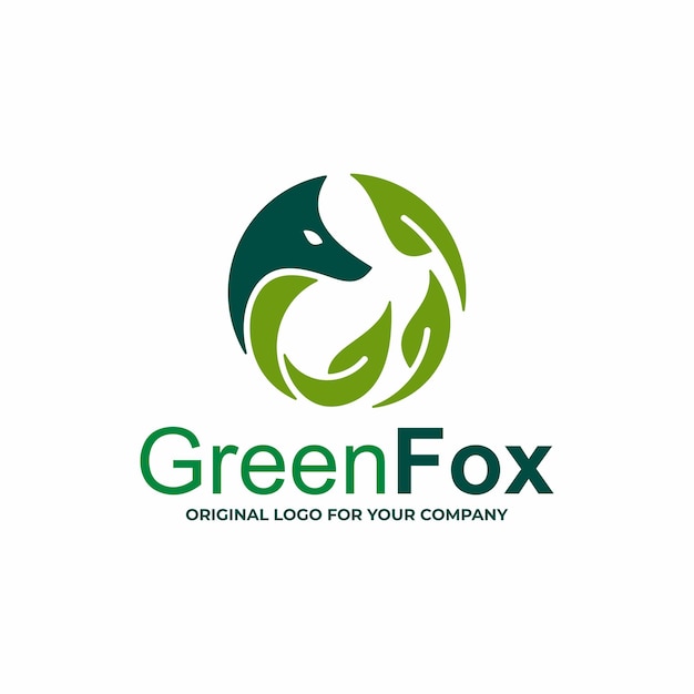 Green Nature fox logo design template