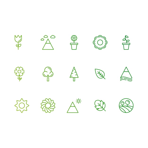 Green nature icons