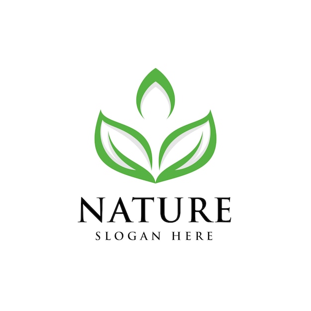 Green nature leaf logo template vector icon logotype symbol modern