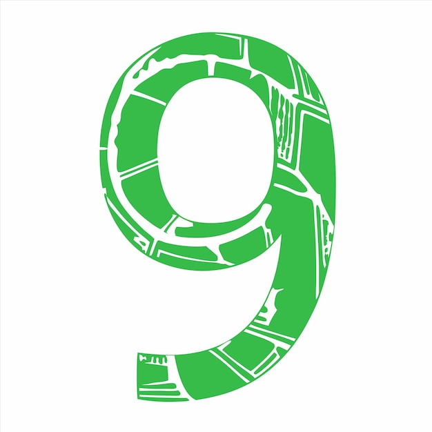 a green number 9 on a white background