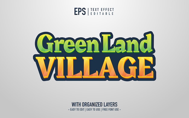 Green and orange color text effect in cartoon game title style