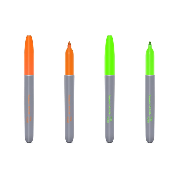 Green orange permanent markers