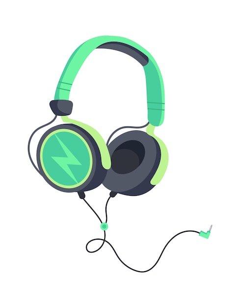 Vector green overear headphones vector illustration