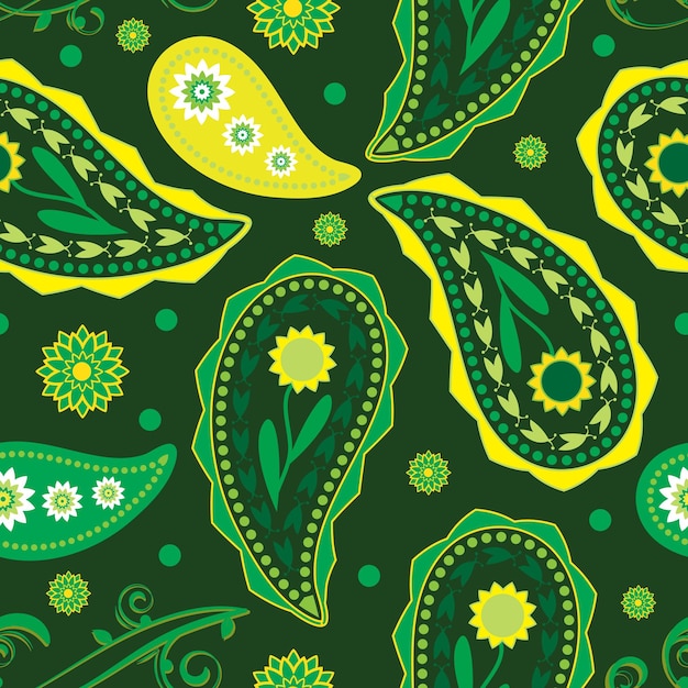 Green Paisley Seamless pattern