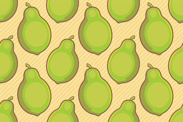 green papaya fruit seamless pattern illustration