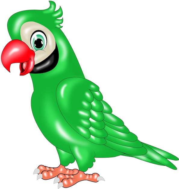 Green Parrot with Red Beak