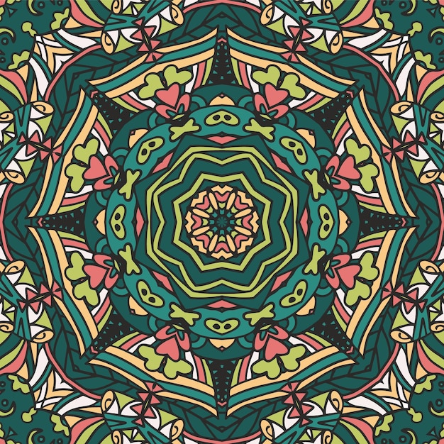 Green pattern vector seamless mandala art