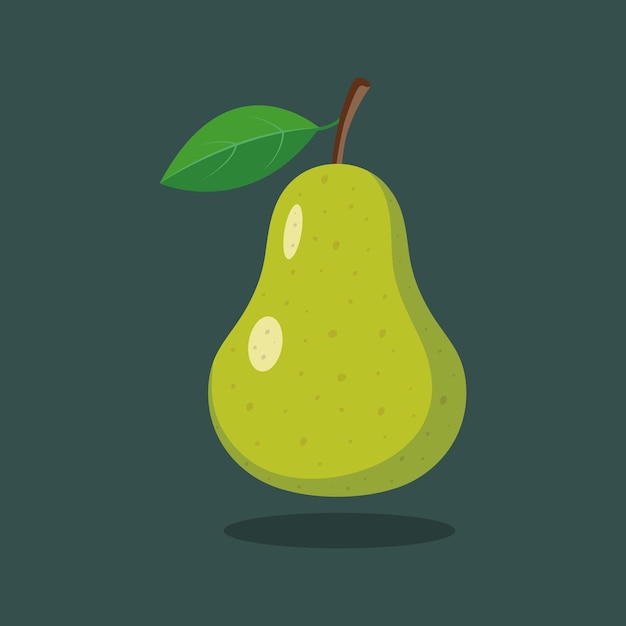 Green pear isolated on green background