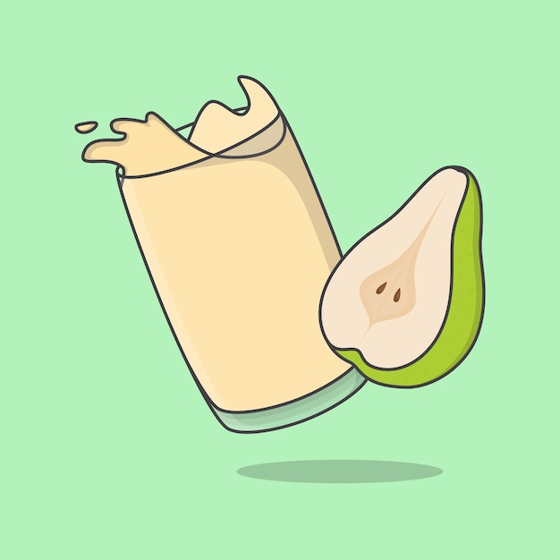 Green Pear Juice Cartoon Vector Illustration Fresh Pear Juice Flat Icon Outline