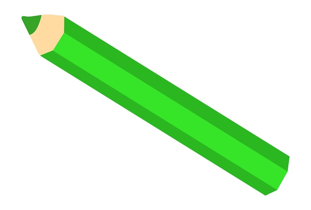 Green pencil icon. Cartoon crayon. Painting tool isolated on white background