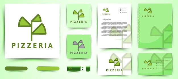 Green pizza Logo and business branding template Designs Inspiration Isolated on White Background