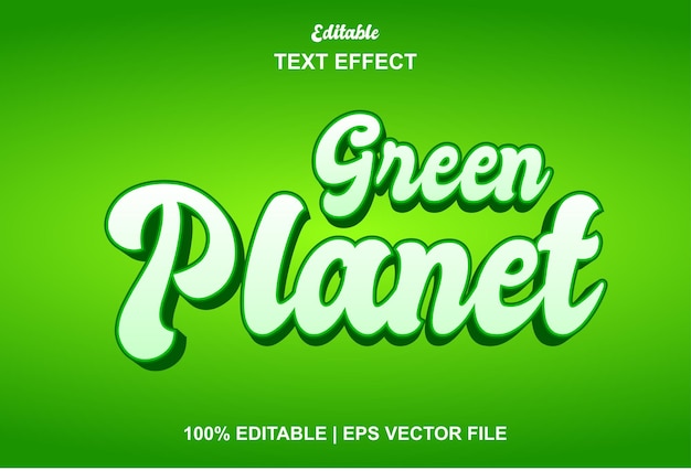 Green planet text effect on green color background editable