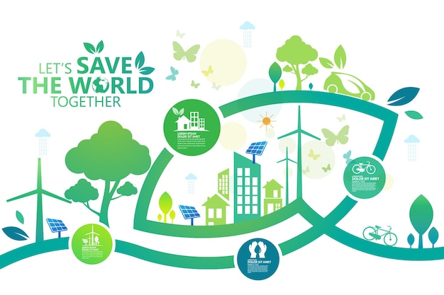 A green poster that says save the world together.