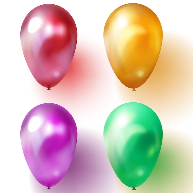 Green, purple, gold and red balloons