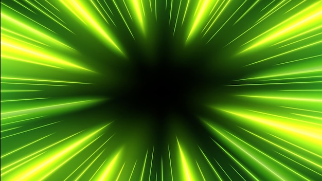 Green Rays Zoom In Motion Effect Light Color Trails Vector Illustration