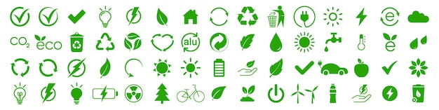 Green recycling icons vector set Ecology icons set Packaging ecology symbols product label signs Nature icon Eco green icons Vector EPS 10