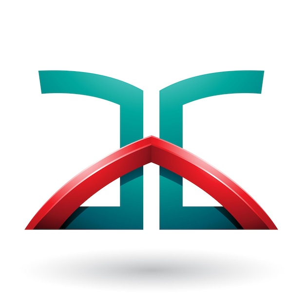 Green and Red Bridged Letters of A and G Vector Illustration