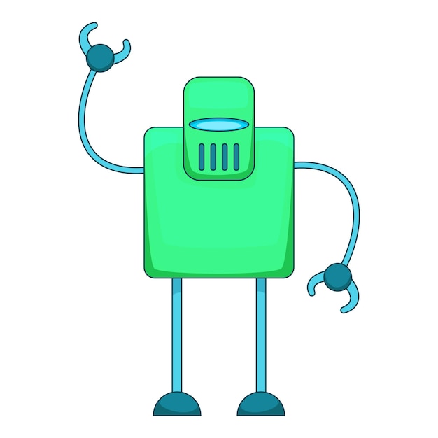 Green retro robot icon Cartoon illustration of green retro robot vector icon for web