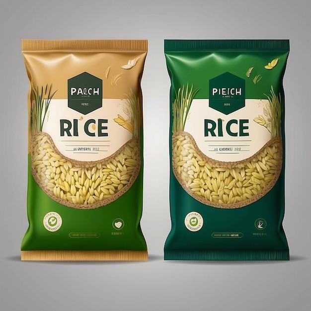 Green Rice Package Mockup Vector Illustration Design