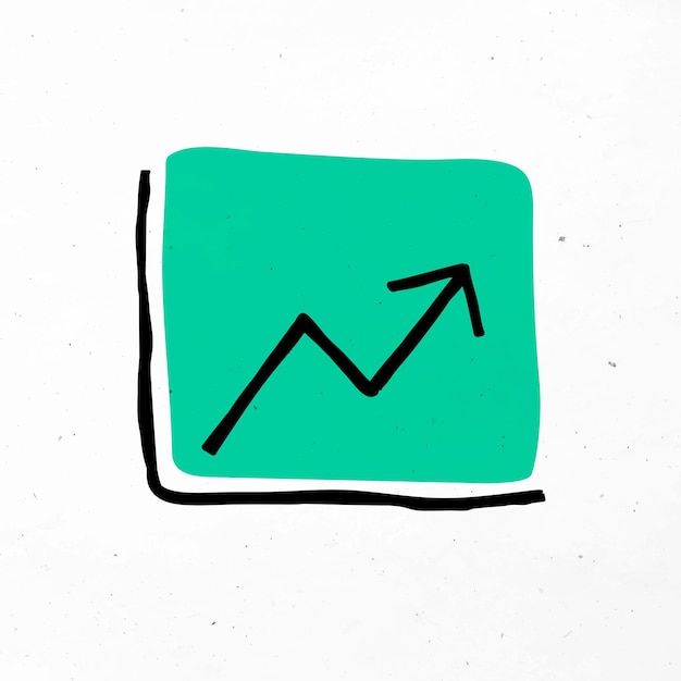 Vector green rising arrow vector business doodle icon