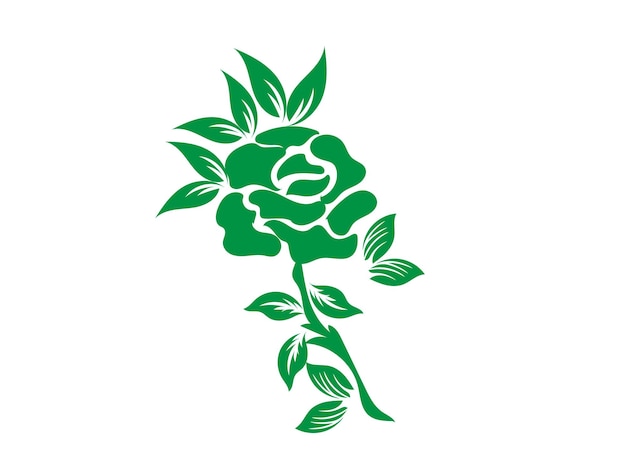 a green rose with a green leaf on it