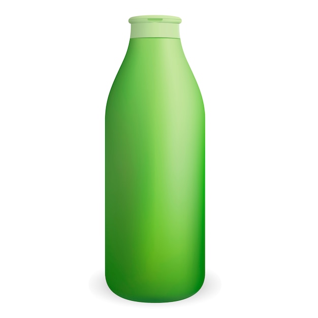 Green round cosmetic shampoo or shower gel bottle.