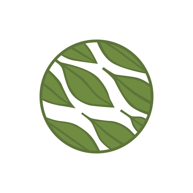 Green round emblem with willow leaves