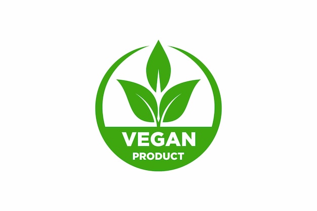 Green round logo with the word vegan on it