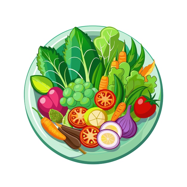 Green salad of fresh vegetables salad bowl on white background