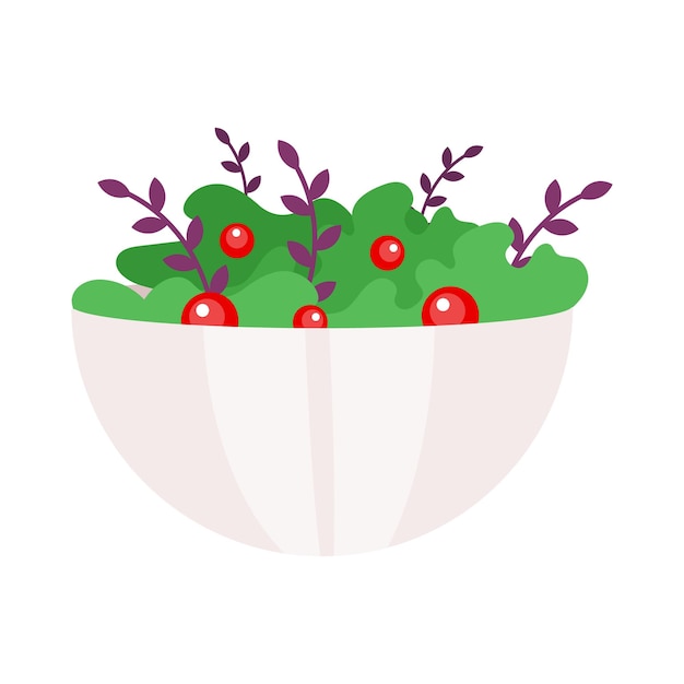 Green salad with tomatoes semi flat color vector object