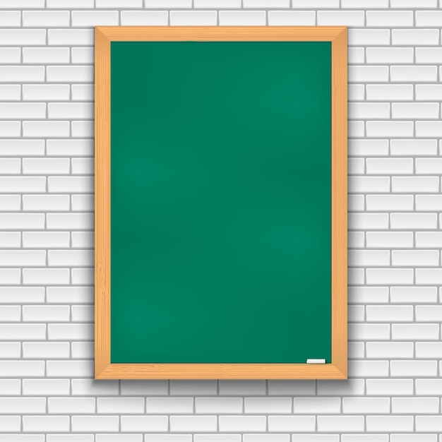 Green school board over brick background