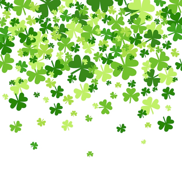 Green shamrocks falling background