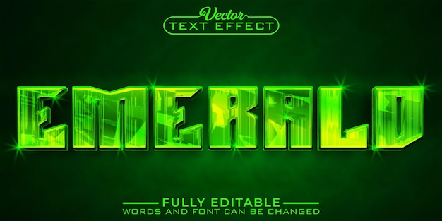 Green Shiny Gems Emerald Vector Editable Text Effect Template