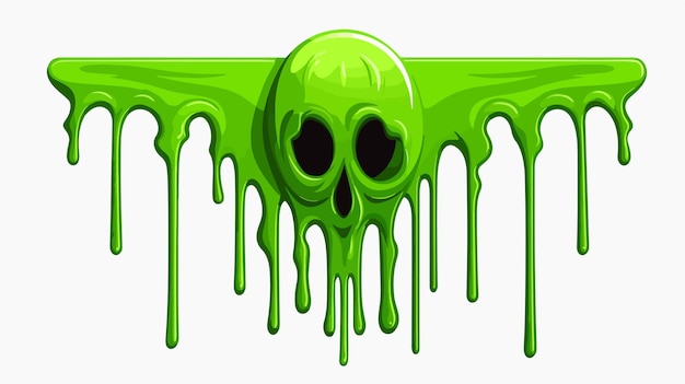 Vector green slime dripping radioactive splash liquid