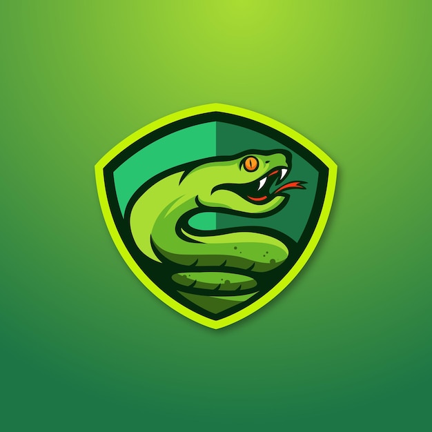 Vector green snake emblem logo design