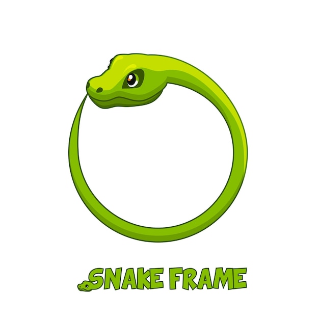 Green Snake frame Cartoon green snake curled in a ring