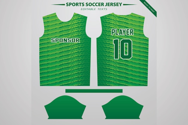 A green sports soccer jersey with the name sponsor 10 on it.