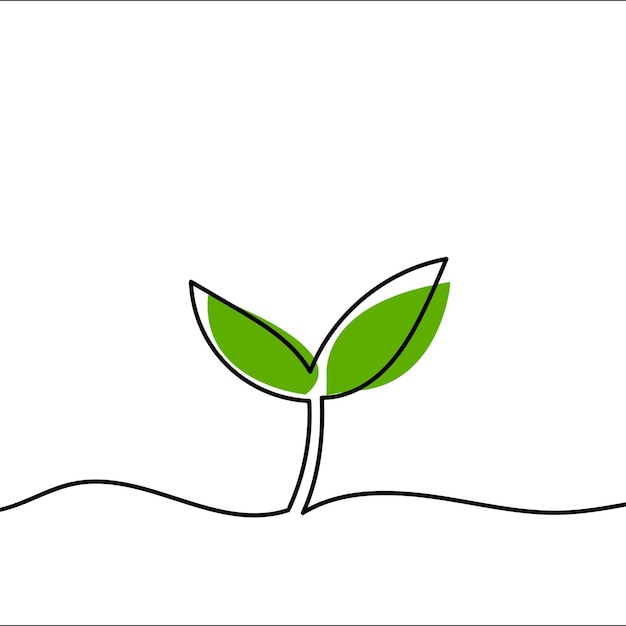 Green sprout simple line drawing Eco Friendly Icon Ecologic food stamps Organic natural food labels