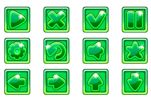 green square collection set glass buttons for Ui