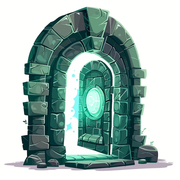 Vector a green stone archway with a green stone arch