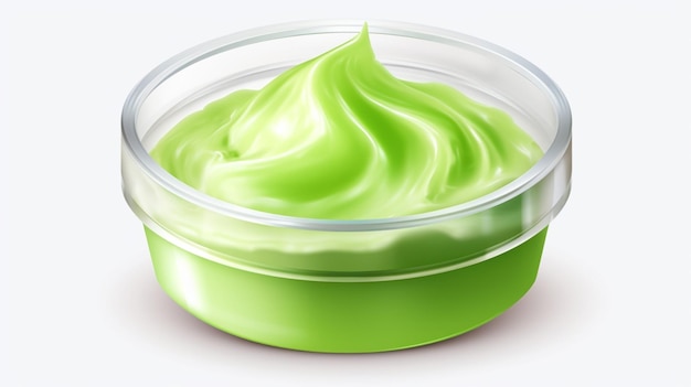 a green substance in a container with a green substance in it