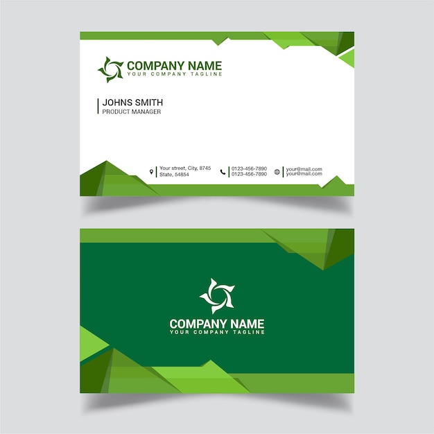 Green summit vector business card template