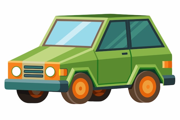 Vector green suv with orange wheel rims and white background