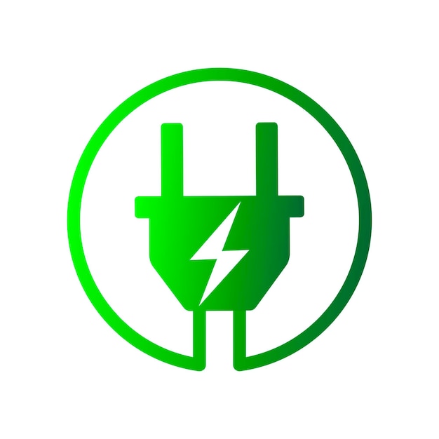 Green Symbol for electric car charging, flat design vector