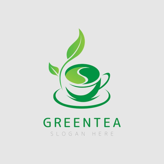 Green tea cup icon logo design